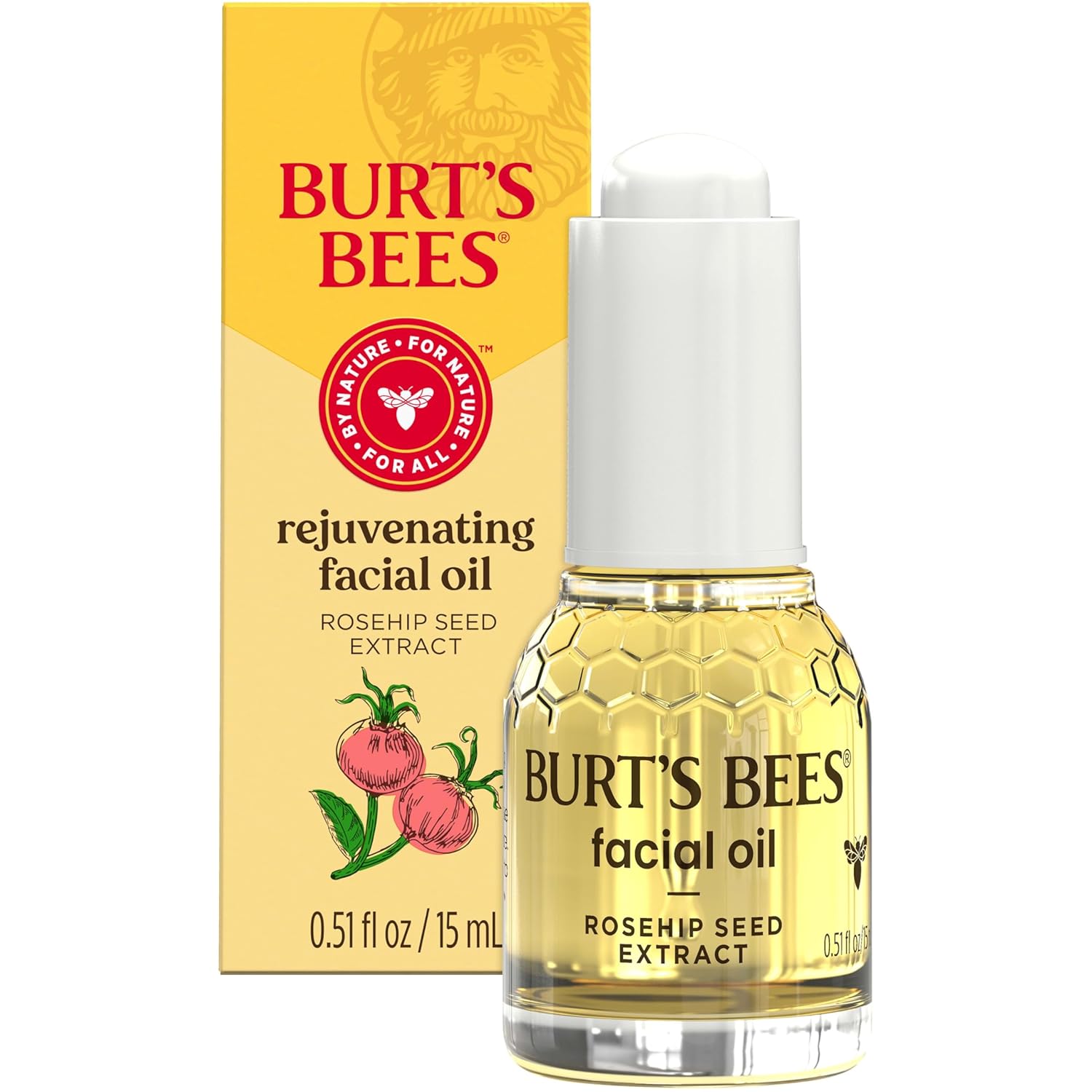 Burt'S Bees Gua Sha Face Oil With Rosehip Seed Extract, Mothers Day Gifts, Reduces Appearance Of Fine Lines And Wrinkles, Use With Ice Roller & Facial Tools, Natural Origin Skin Care, 0.51 Fl. Oz