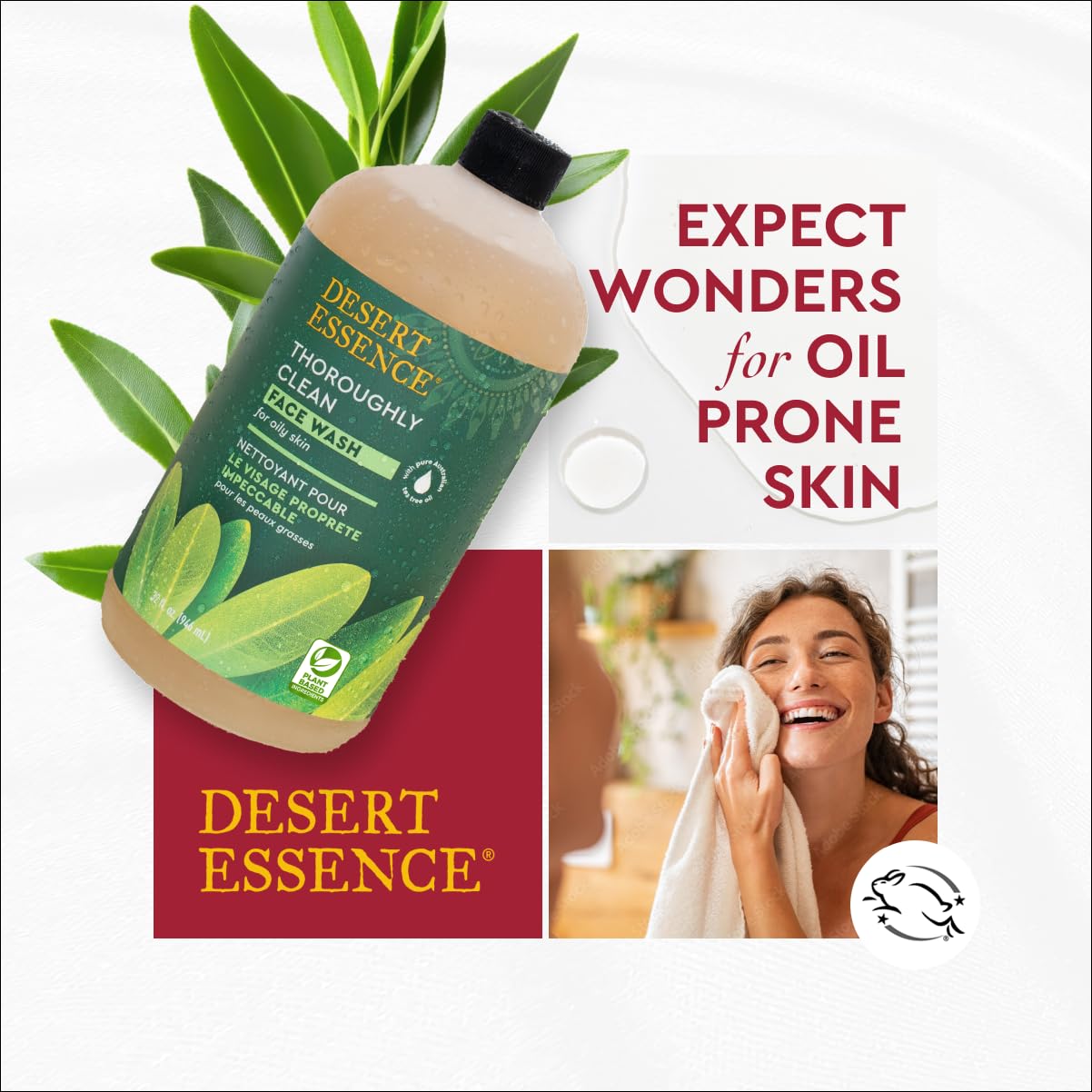 Desert Essence Thoroughly Clean Face Wash With Tea Tree Oil, Castile Soap And Coconut Oil - Organic Facial Cleanser For Sensitive And Oily Skin, Vegan & Cruelty-Free, 32 Fl Oz : Beauty & Personal Care
