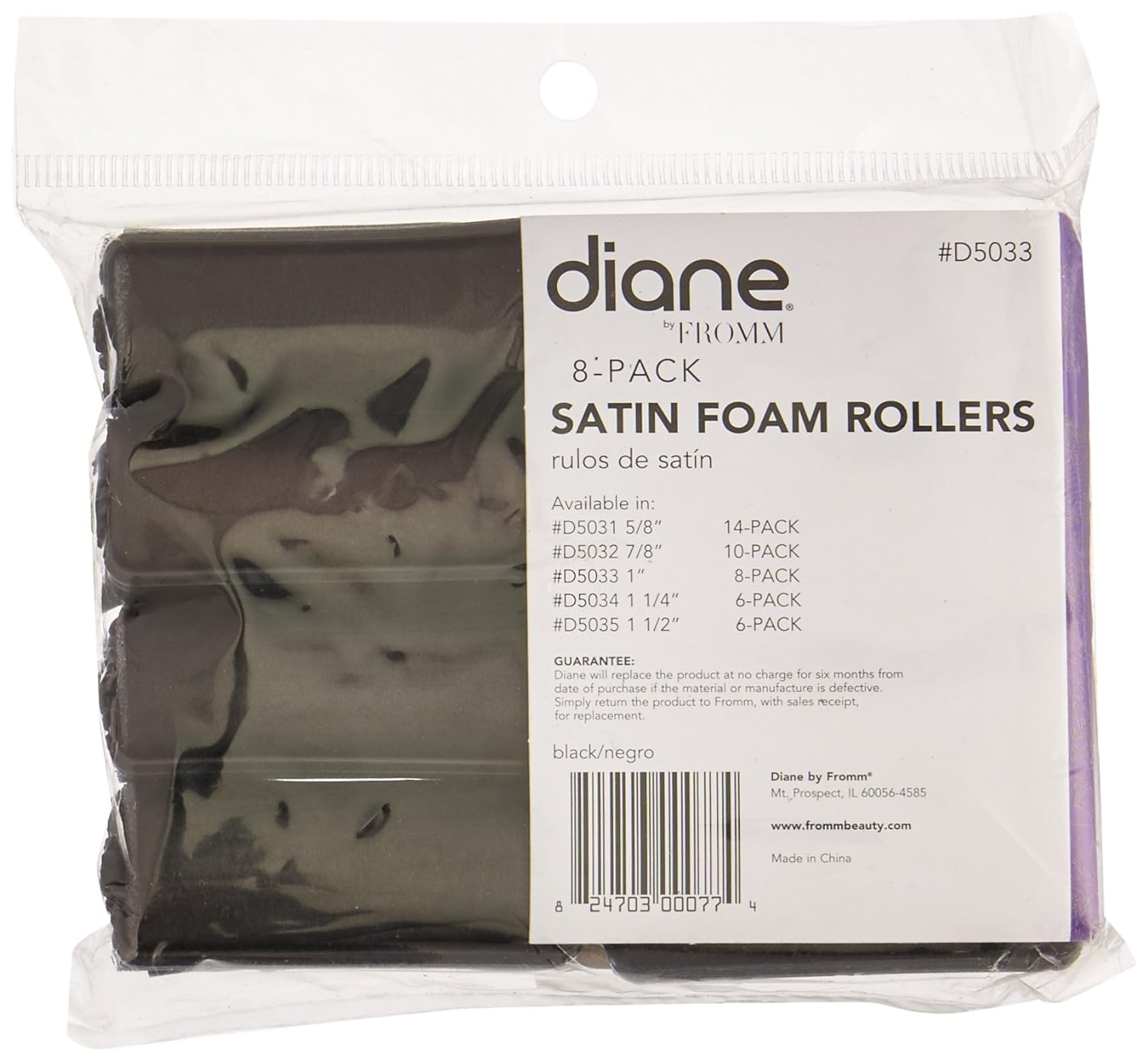 Diane Satin Rollers 1 in, 8 Count, BLACK SATIN : Hair Rollers : Beauty & Personal Care