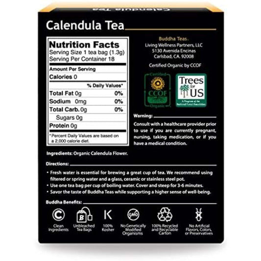 Buddha Teas Organic Calendula Flower Tea - Ou Kosher, Usda Organic, Ccof Organic, 18 Bleach-Free Tea Bags