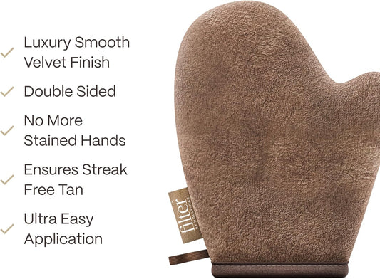 Filter By Molly-Mae Large Velvet Soft Self Tanning Mitt | Double Sided With Stain Protection Lining | Streak-Free Fake Tan Finish | Full Body And Face Application | Machine Washable And Reusable