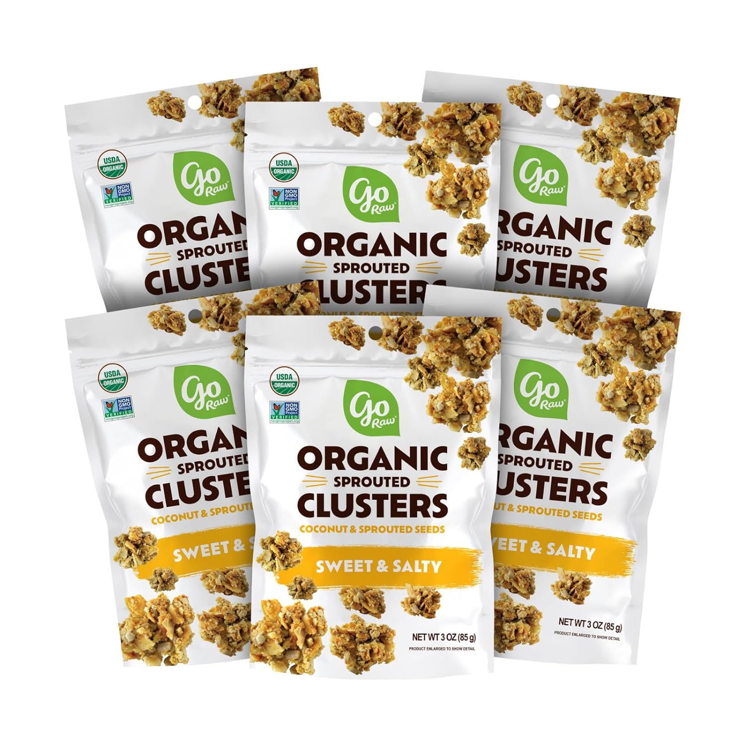 Go Raw Sprouted Organic Clusters, Coconut & Sprouted Seeds, Sweet & Salty, Good Source Of Vitamin E, Magnesium & Zinc, Vegan Friendly, Usda Certified Organic, Gluten Free & Non-Gmo, 3 Ounce (Pack Of 6)