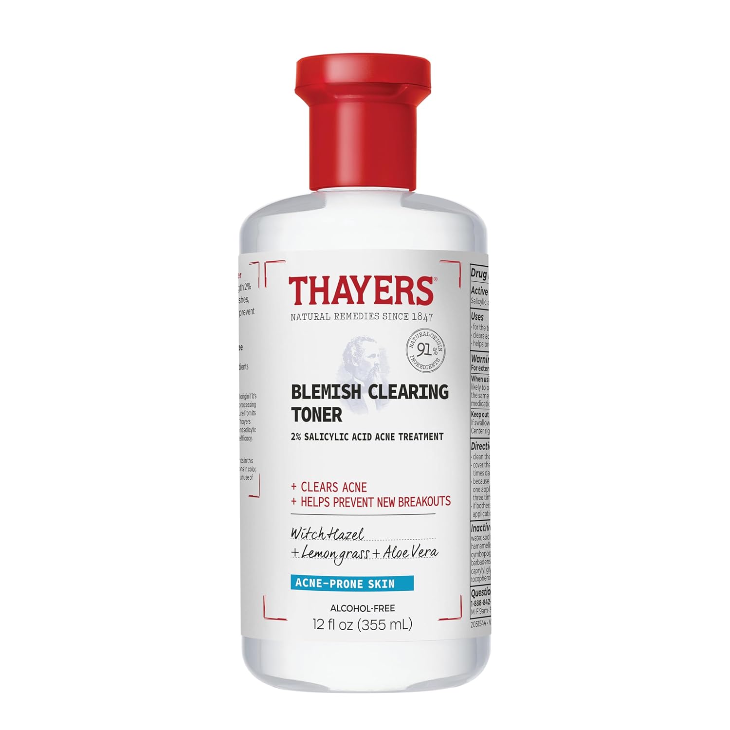 Thayers Blemish Clearing Salicylic Acid Toner, Acne Treatment Face Toner With 2% Salicylic Acid, Soothing And Non-Stripping Skin Care, 12 Fl Oz (Packaging May Vary)