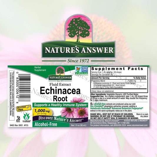 Nature's Answer Echinacea Alcohol Free Extract 1   | Promotes Overall Wellness | Natural Immune Booster | Inammatory Reducer