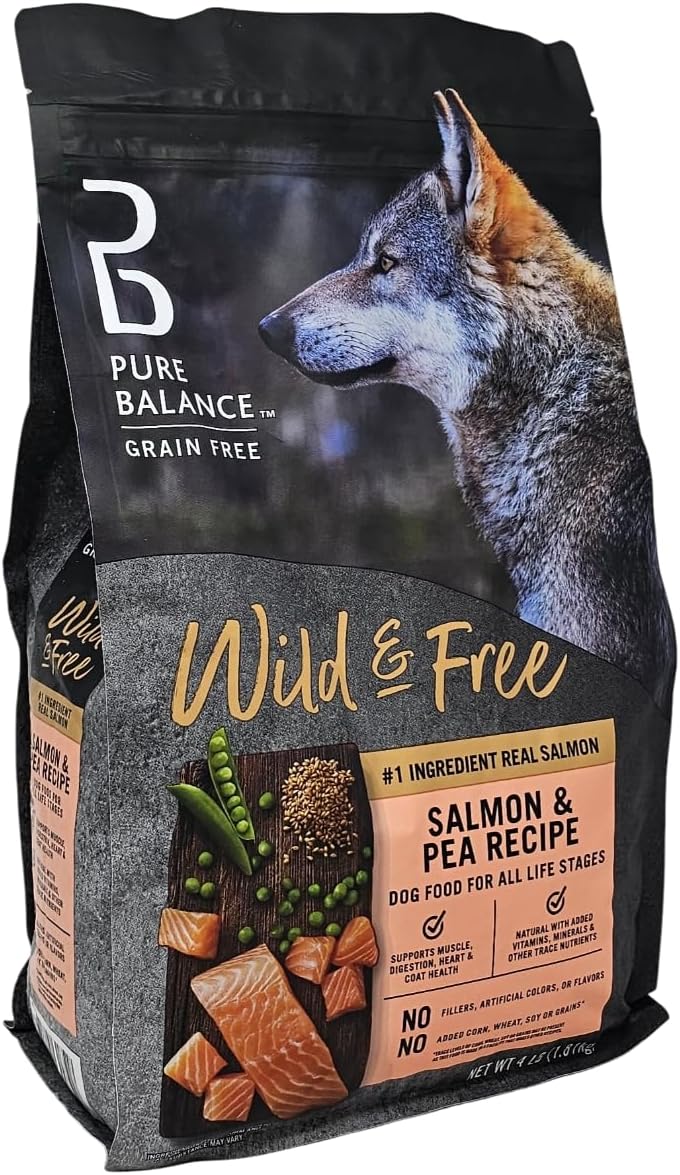 Pure Balance Salmon And Pea Recipe Dry Dog Food, 4Lb Bag, Grain Free : Pet Supplies