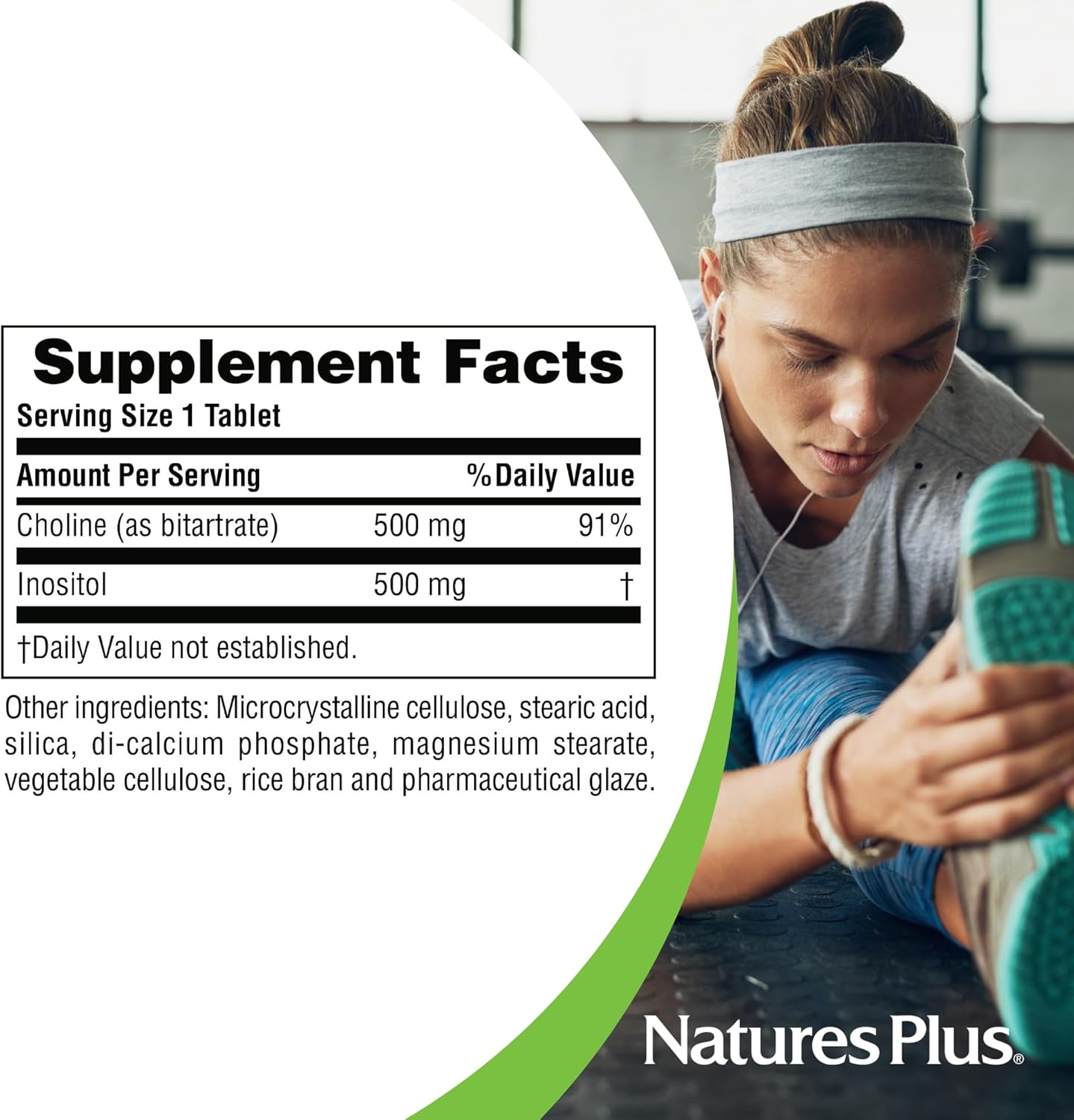 Natures Plus Choline & Inositol - 500 Mg, 60 Vegetarian Tablets - Nervous System Support & Healthy Liver Function - Gluten-Free - 60 Servings