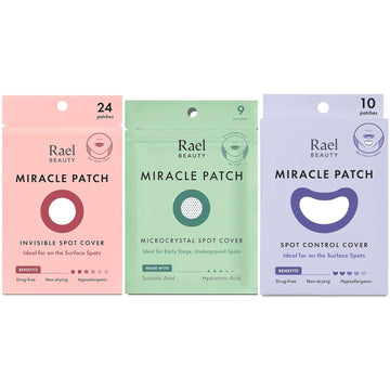 Rael Miracle Bundle - Microcrystal Spot Cover (9 Count), Invisible Spot Cover (24 Count), Spot Control Cover (10 Count)