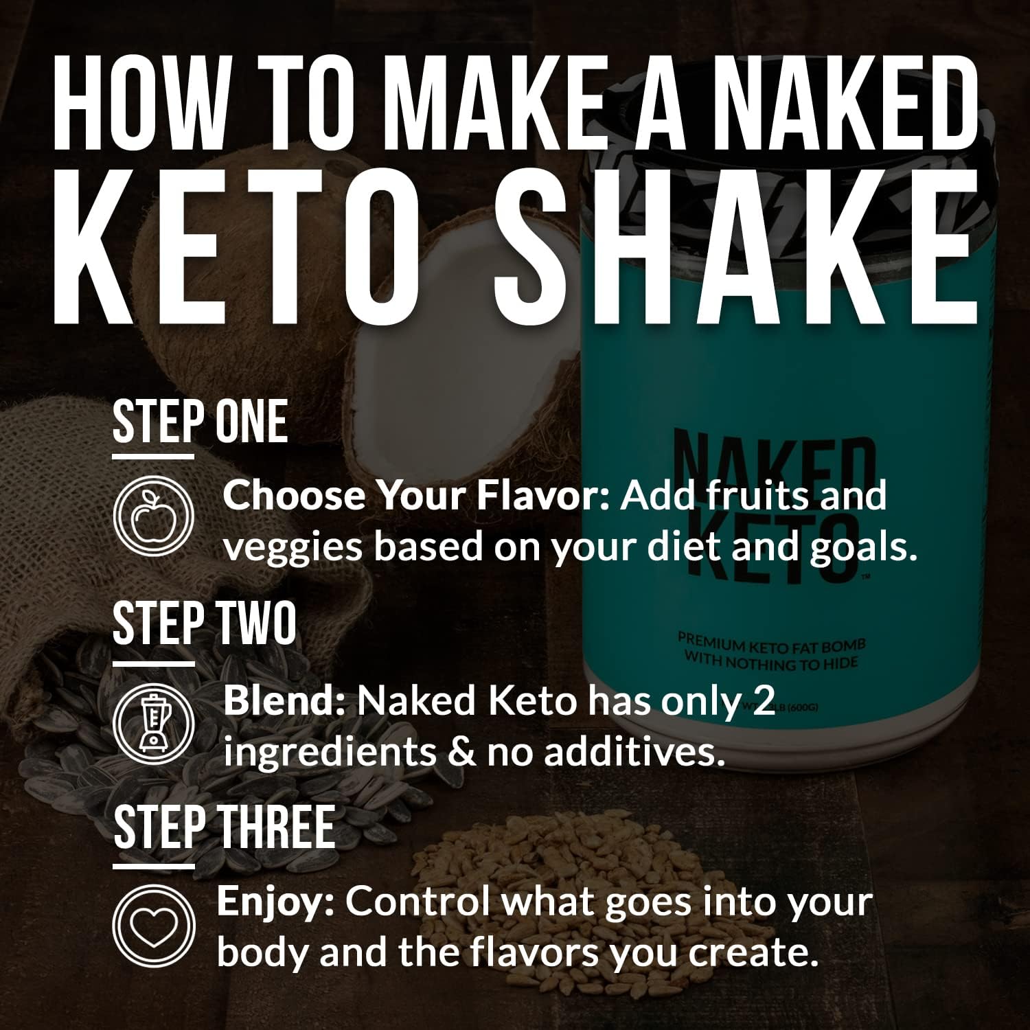 NAKED Keto - Premium Keto Fat Bomb Powder - Unflavored - Only Two Ingredients - Gluten-Free, Soy Free Keto Supplement with No Gmos and No Artificial Sweeteners - 1.3 Lb : Health & Household