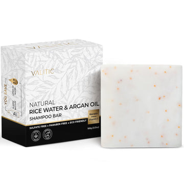 Valitic Rice Water & Argan Oil Shampoo Bar - Strengthens And Promotes Hair Revitalization - Sls & Paraben Free - Vegan Eco Friendly - Natural Vitamin C & Keratin - For All Hair Types