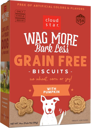 Cloud Star Wag More Bark Less Crunchy Grain Free Dog Treats, Pumpkin, 14 Oz. Box