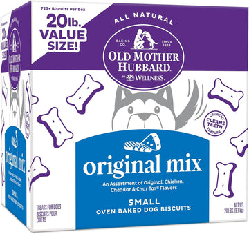 Old Mother Hubbard By Wellness Classic Original Mix Natural Dog Treats, Crunchy Oven-Baked Biscuits, Ideal For Training, Small Size, 20 Pound Box