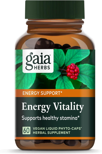 Gaia Herbs Energy Vitality - Energy Support Supplement To Maintain Healthy Energy And Stress Levels - With Ginkgo, Ginseng, Green Tea, And Nettle* - 60 Vegan Liquid Phyto-Capsules (20-Day Supply)