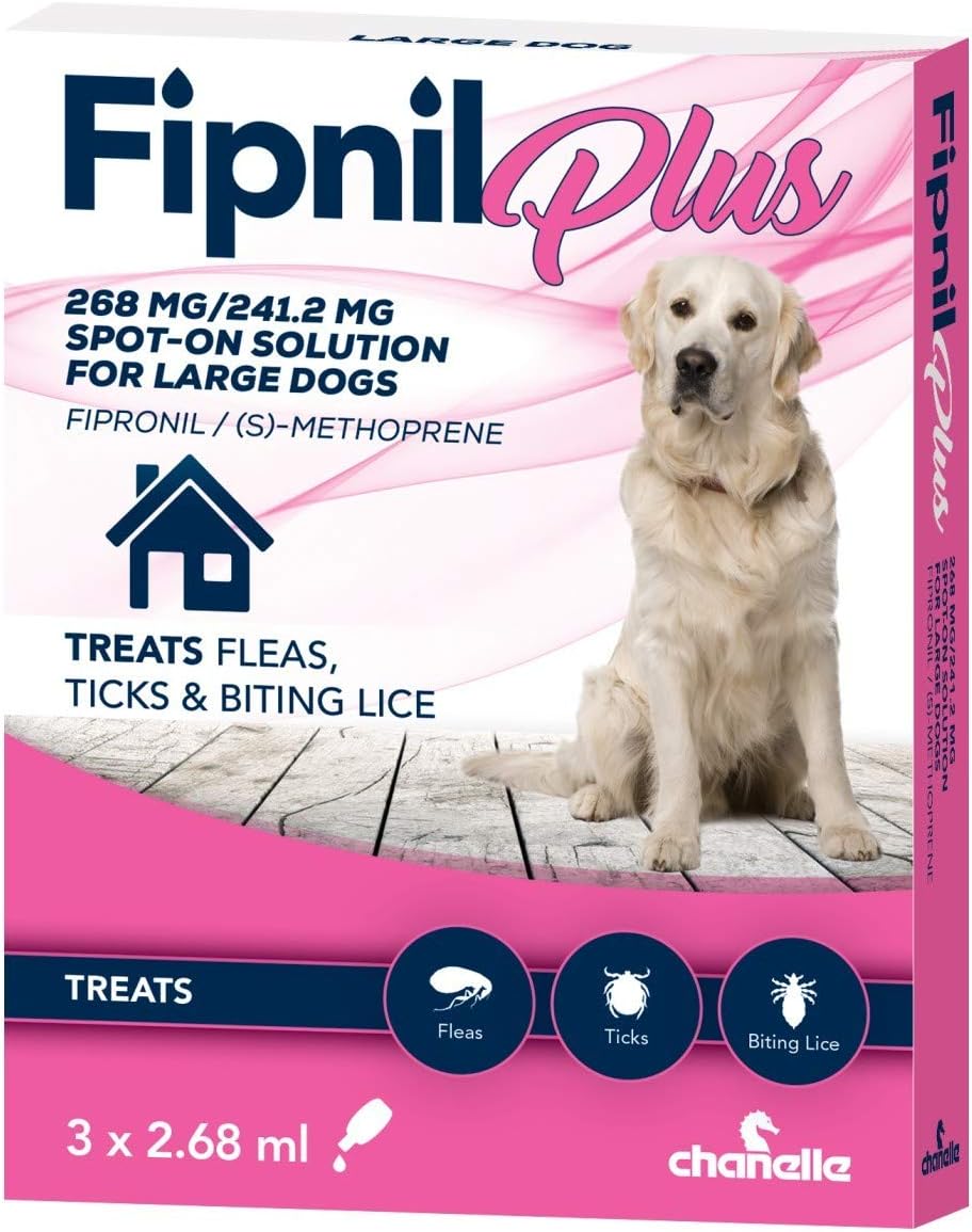 Fipnil Plus Spot On Solution Flea Drops, Tick & Lice Repellent (For Large Dogs (20.1Kg-40Kg) 3 Pipettes)