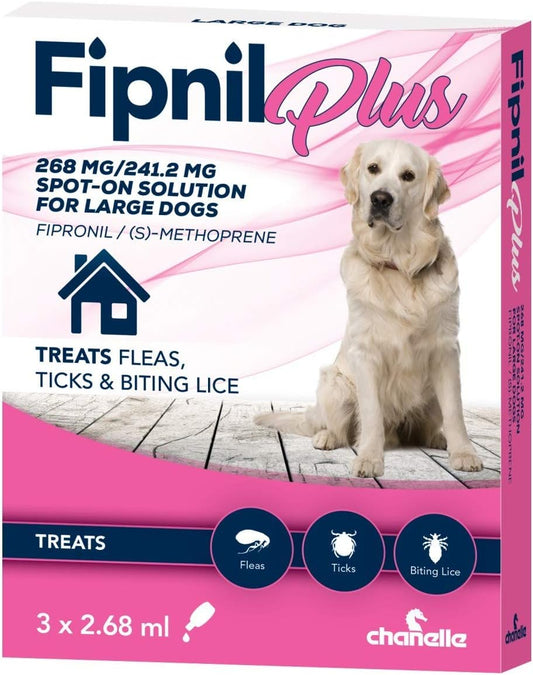 Fipnil Plus Spot On Solution Flea Drops, Tick & Lice Repellent (For Large Dogs (20.1Kg-40Kg) 3 Pipettes)