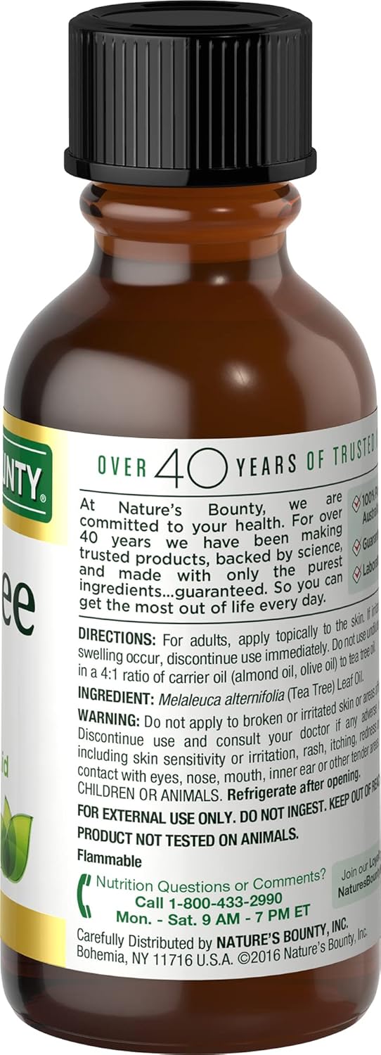 Nature's Bounty Tea Tree Oil, Herbal Health Oil, Supports Skin Health, 1 Fl oz : Health & Household