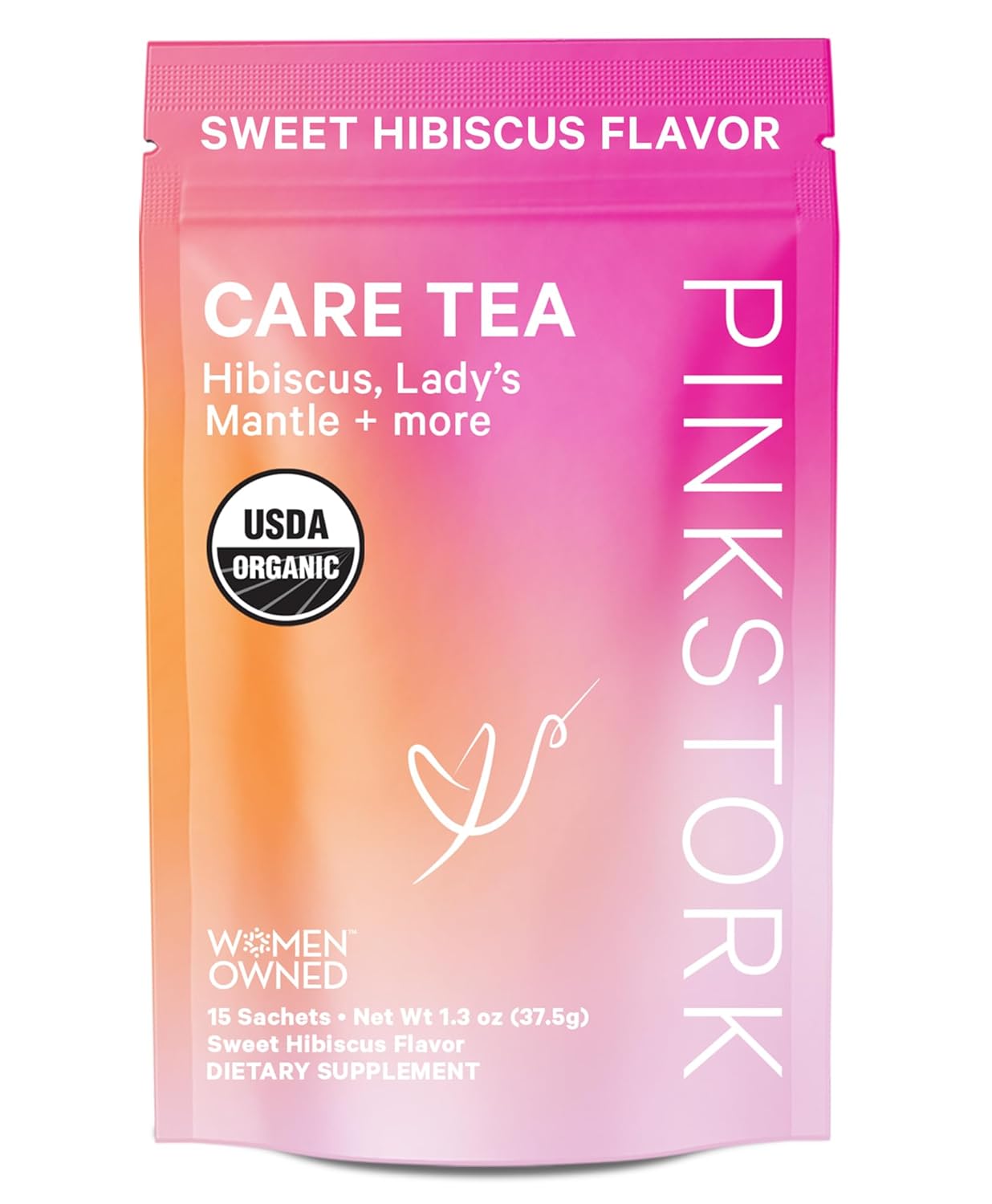 Pink Stork Care Tea: Organic Hibiscus Pregnancy Loss Recovery Tea with Red Raspberry Leaf and Lady's Mantle, Hormone Balance and Menstrual Cycle Support - 15 Sachets
