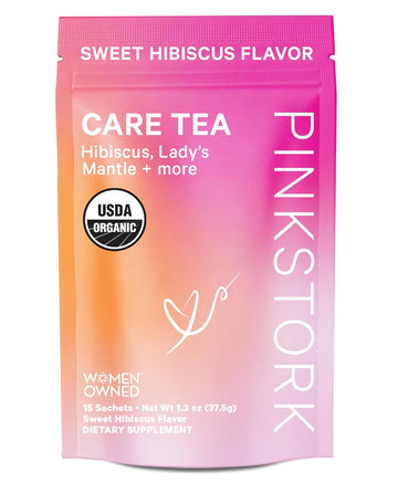 Pink Stork Care Tea: Organic Hibiscus Pregnancy Loss Recovery Tea with Red Raspberry Leaf and Lady's Mantle, Hormone Balance and Menstrual Cycle Support - 15 Sachets