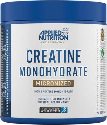 Applied Nutrition Creatine - Creatine Monohydrate Micronized Powder, Increases High-Intensity Physical Performance, Unflavoured (250G - 50 Servings) (Unflavoured) (New)