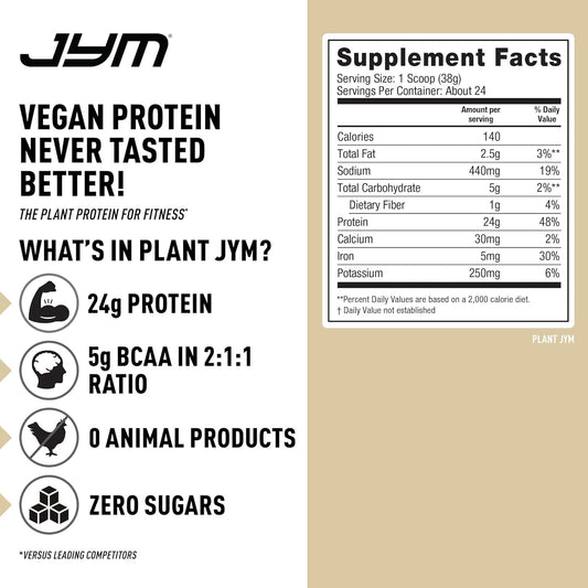 Plant Jym Oatmeal Cookie Gourmet Dairy Free Plant Protein For Recovery, 5G Bcaa, Lactose Free, Gluten Free For Men & Women 2Lbs