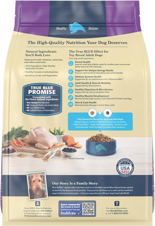 Blue Buffalo Life Protection Formula Toy Breed Adult Dry Dog Food, Supports High Energy Needs, Made With Natural Ingredients, Chicken & Brown Rice Recipe, 4-Lb. Bag