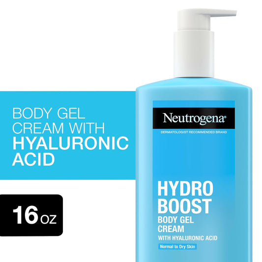 Neutrogena Hydro Boost Body Gel Cream, Hydrating Body Lotion With Hyaluronic Acid For Normal To Dry Skin, Lightweight Fragrance-Free Hyaluronic Acid Moisturizer, 16 Oz