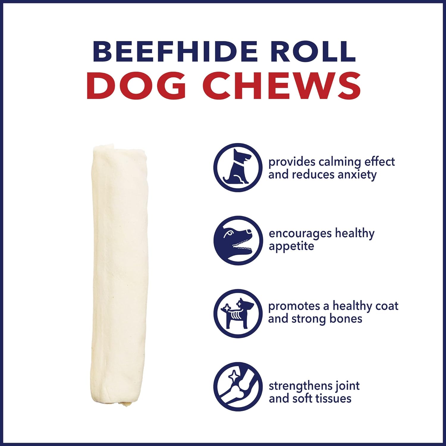 Pet Factory 100% Made in USA Beefhide 7" Rolls Dog Chew Treats - Natural Flavor, 4 Count/1 Pack : Pet Supplies