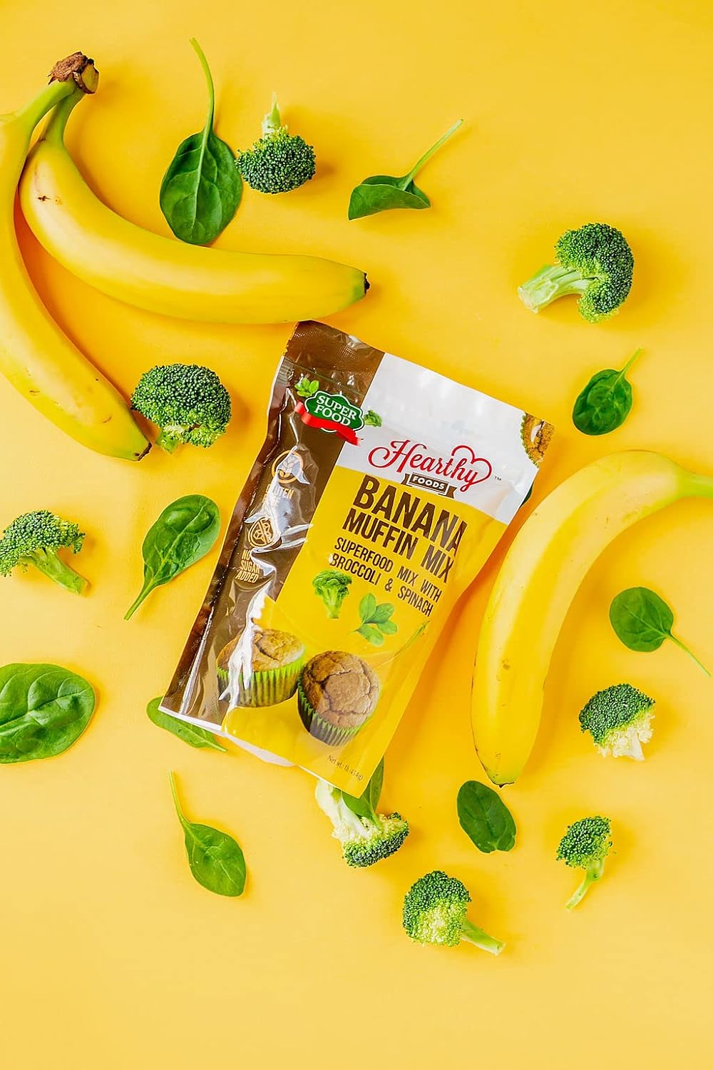 Hearthy Foods Banana Muffin Gluten-Free Mix - Contains Superfood Flours Spinach & Broccoli