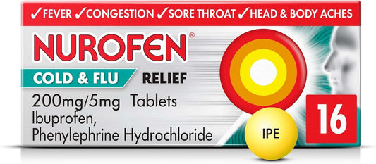 Nurofen Cold & Flu Tablets 200mg/5mg, 16 Pack - Sinus, Sore Throat, Congestion, Nasal Relief, Up To 8 Hours, Over-The-Counter Medication : Amazon.co.uk: Health & Personal Care