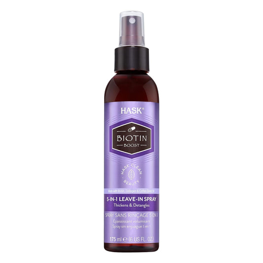 Hask Thickening Biotin 5-In-1 Leave In Conditioner Spray For All Hair Types, Color Safe, Gluten Free, Sulfate Free, Paraben Free - 6 Fl Oz