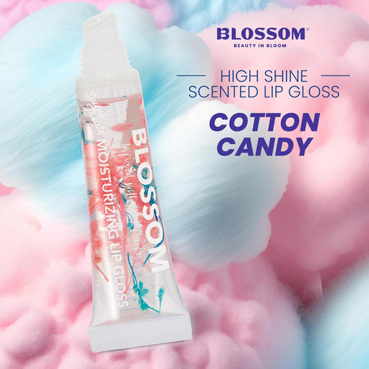 Blossom Tinted Lip Gloss, High Shine Lip Gel, Strawberry Scented, Thick Moisturizing Lip Gloss Tubes, Infused With Real Flowers, 0.4Oz, Let Love Shine Rainbow