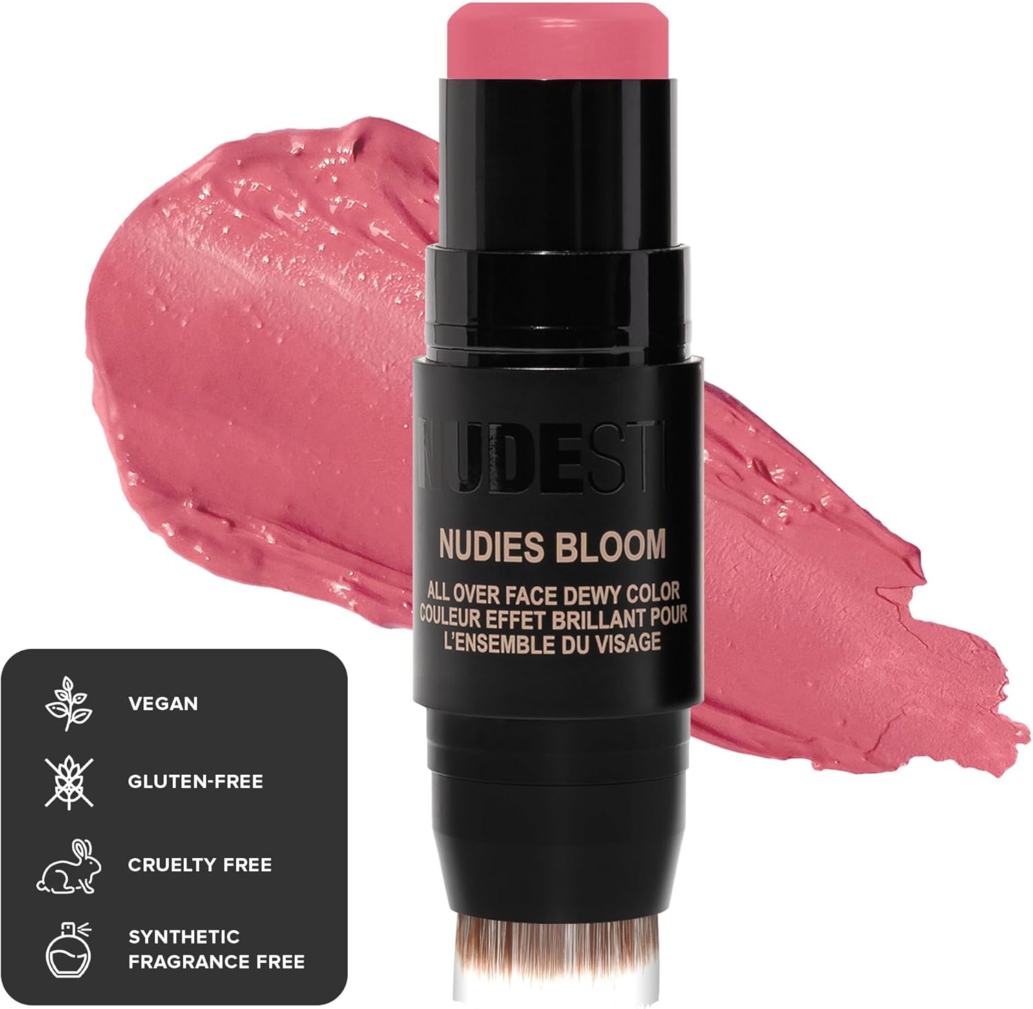 Nudestix Nudies Blush Stick W/Blending Brush, 3-In-1 Matte Color For Cheeks, Eyes, Lips, Creamy Makeup For Natural, Healthy, Youthful Look, 0.25 Oz (7G) (Naughty N' Spice)