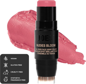 Nudestix Nudies Blush Stick W/Blending Brush, 3-In-1 Matte Color For Cheeks, Eyes, Lips, Creamy Makeup For Natural, Healthy, Youthful Look, 0.25 Oz (7G) (Naughty N' Spice)