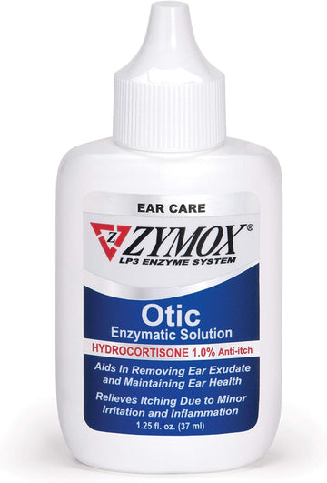 Zymox Otic Enzymatic Solution For Dogs And Cats To Soothe Ear Infections With 1% Hydrocortisone For Itch Relief, 1.25Oz