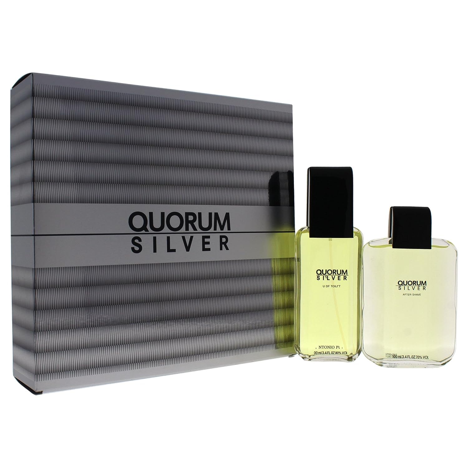 Antonio Puig Quorum Silver For Men Gift Set (Eau De Toilette Spray, After Shave Lotion)