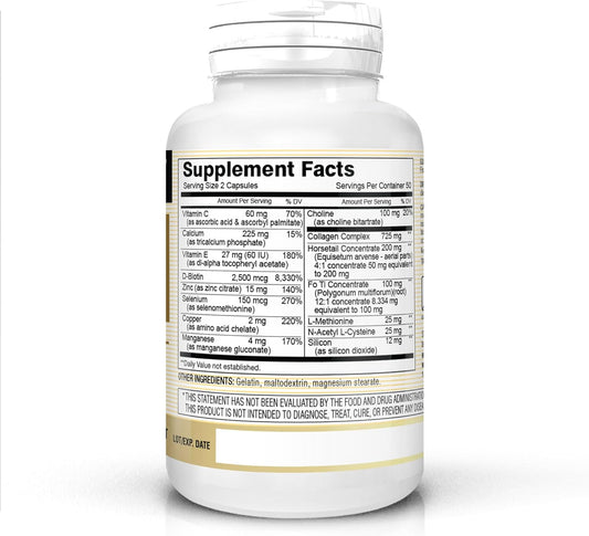 Mason Natural, Ultra Collagen Beauty Formula Capsules, 100-Count Bottle, Dietary Supplement Made With 100% Pure Collagen Supports Healthy, Flexible And Strong Skin And Tissue