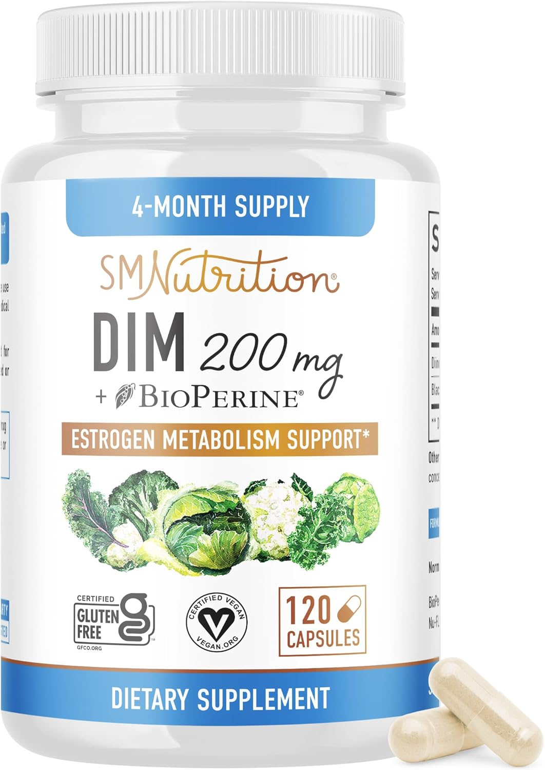 Dim Supplement 200 Mg (120 Ct) | Estrogen Balance For Women & Men | Hormone Balance, Hormonal Acne Supplements, Menopause, Antioxidant & Pms Support | Non-Gmo, Vegan, Soy Free | 4 Month Supply