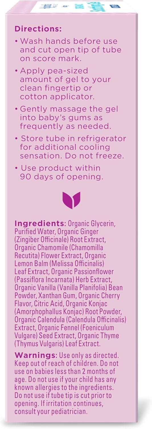 Hyland'S Baby Organic Night Oral Soothing Gel, With Chamomile, Calendula, And Fennel, Cooling Gel For Oral Discomfort, Easy-To-Apply, Ages 2 Months And Up, 0.53 Ounce