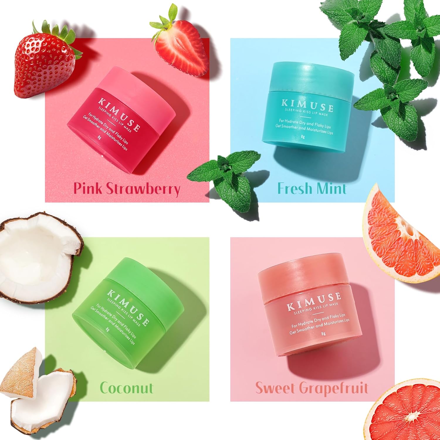 Kimuse Lip Mask, Lip Sleeping Mask: Moisturizing, Hydrating, Nourishing Lip Care Products, Vitamin C, Shea Butter & Antioxidants, Lip Mask Overnight Set For Dry Lip, Flaky : Beauty & Personal Care