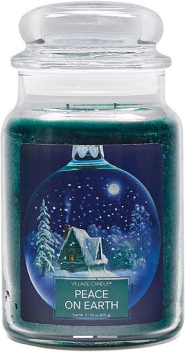 Village Candle Peace On Earth, Large Glass Apothecary, Scented Jar Candle, 21.25 oz : Everything Else