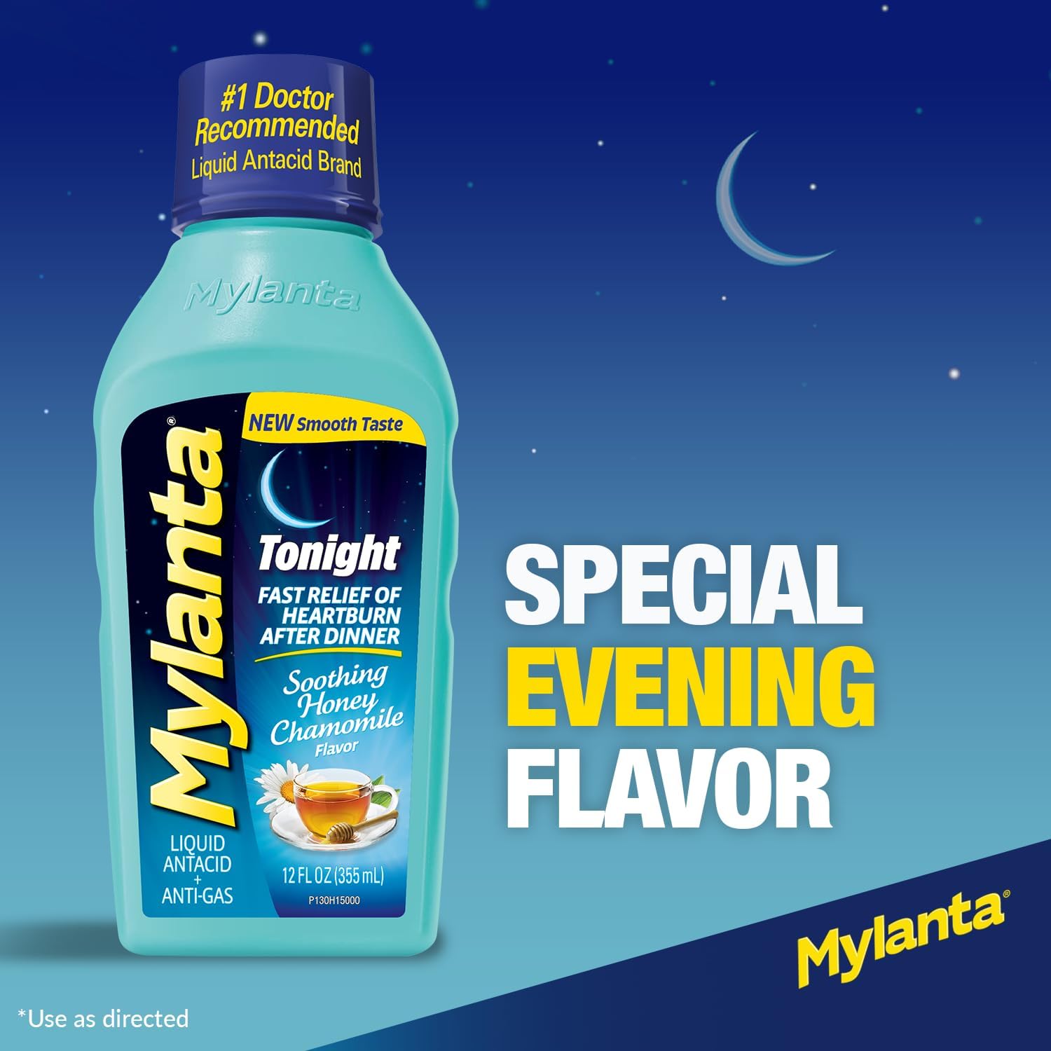 Mylanta Heartburn And Gas Relief, Liquid Antacid, Tonight Formula, Honey Chamomile Flavor, 12 Fl Oz : Health & Household