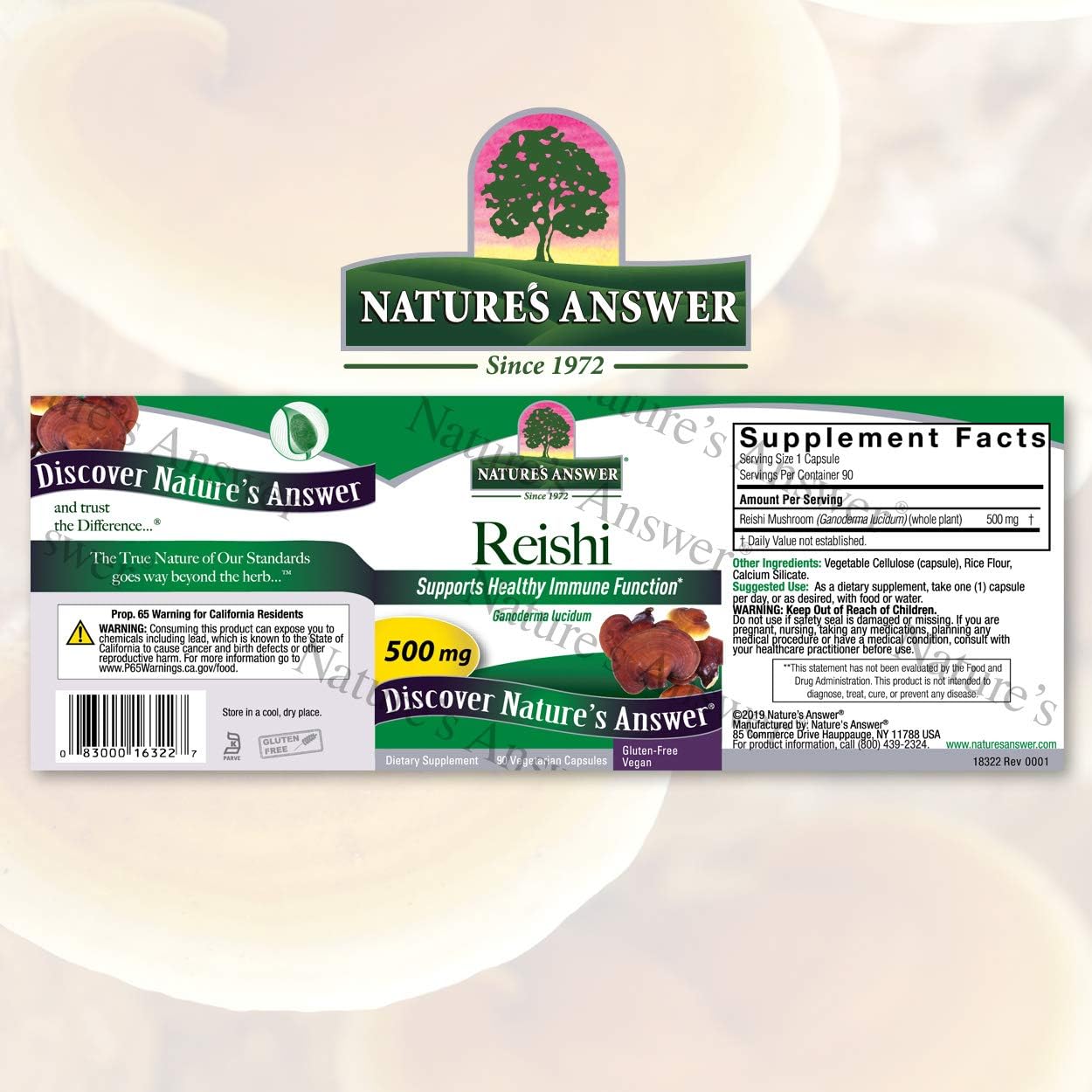 Nature's Answer Reishi Mushroom Mycelia Vegetarian Capsules, 90-Count | Immune Support | Promotes Cardiovascular Health | Liver Support