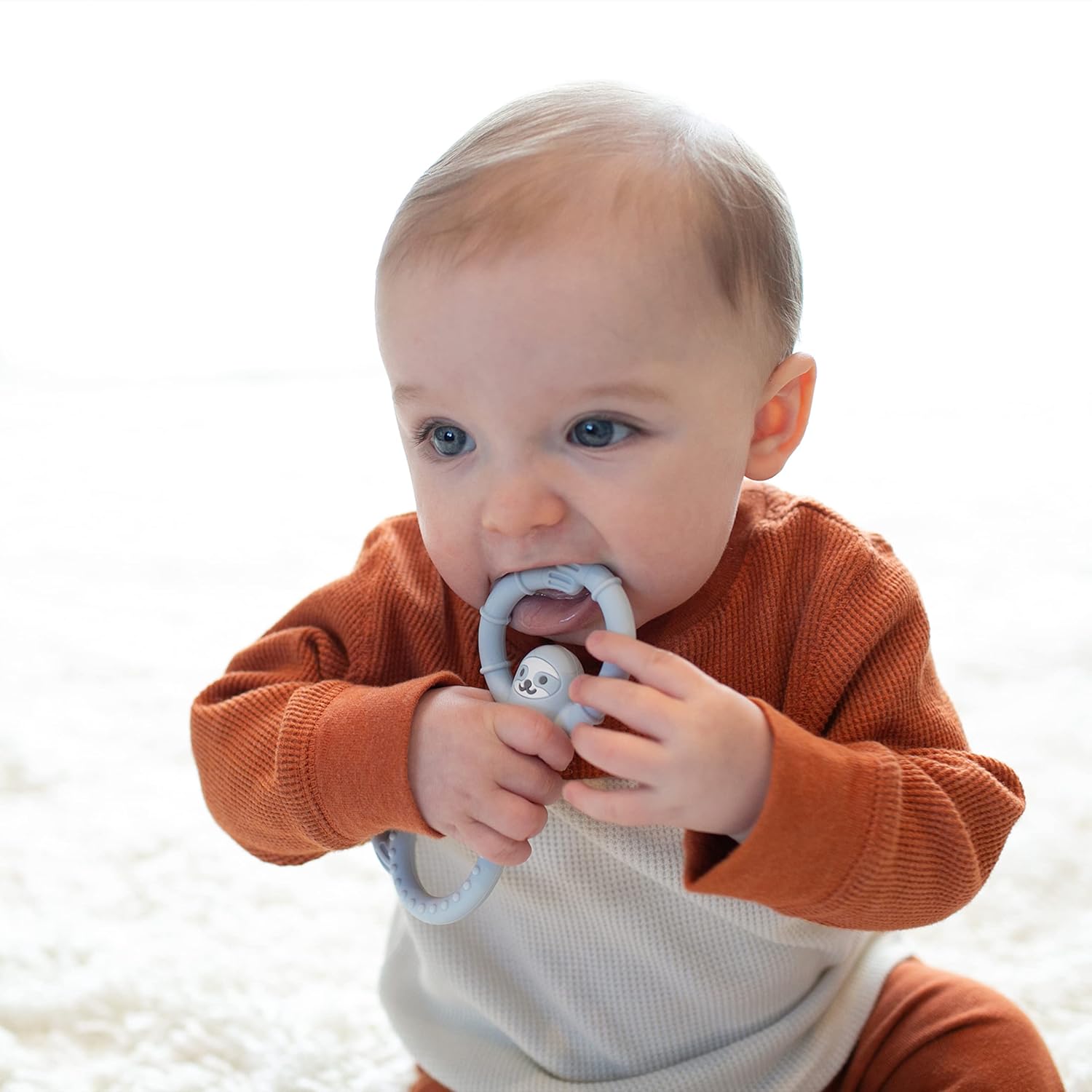 Dr. Brown's Flexees Blue Sloth, Soft 100% Silicone Baby Teether, BPA Free, 3m+ : Baby