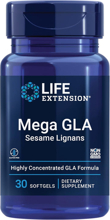 Life Extension Mega Gla Sesame Lignans – Gamma-Linolenic Acid From Borage Oil Supplement - Whole Body Health & Inflammation Health Support – Gluten-Free, Non-Gmo – 30 Softgels