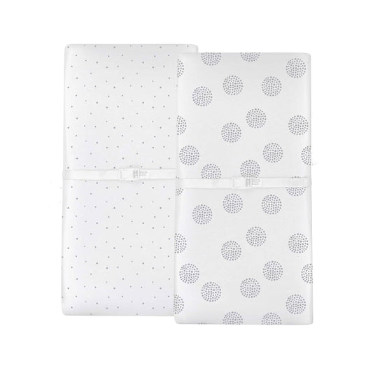Changing Pad Cover And Pack N Play Sheet Set Bundle (Grey Dottie Collection)
