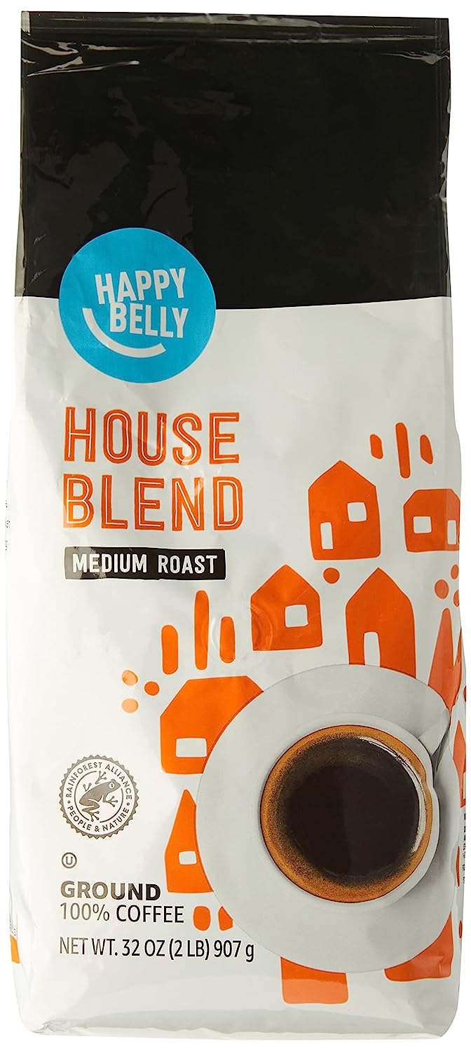 Amazon Brand - Happy Belly House Blend Ground Coffee, Medium Roast, 32 ounce (Pack of 1)