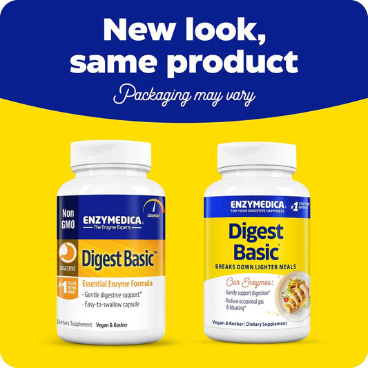 Enzymedica Digest Basic, Digestive Enzymes For Sensitive Stomachs, Offers Fast-Acting Gas & Bloating Relief, 90 Count