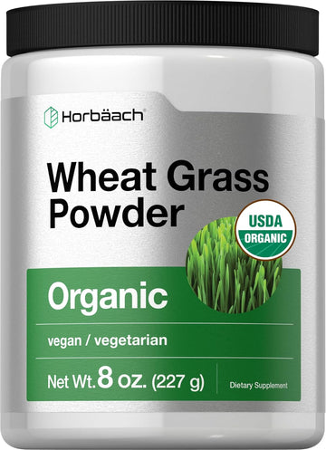 Horbäach Organic Wheatgrass Powder | 8Oz | Vegan, Raw, Non Gmo & Gluten Free Wheat Grass Superfood