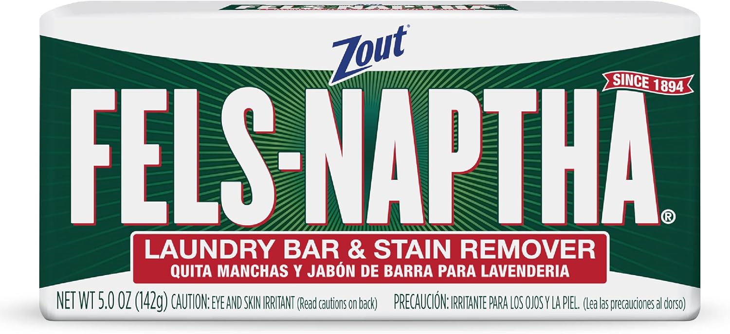 Zout Fels-Naptha Laundry Bar and Stain Remover, Tough Stain Removal, 5 Ounces
