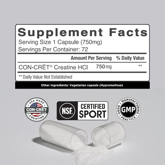 Creatine Hcl Capsules | Muscle, Cognitive, Cellular Energy Support | No Bloating Or Cramps | Usa Made & Nsf Certified | Creatine Pills (72Ct)