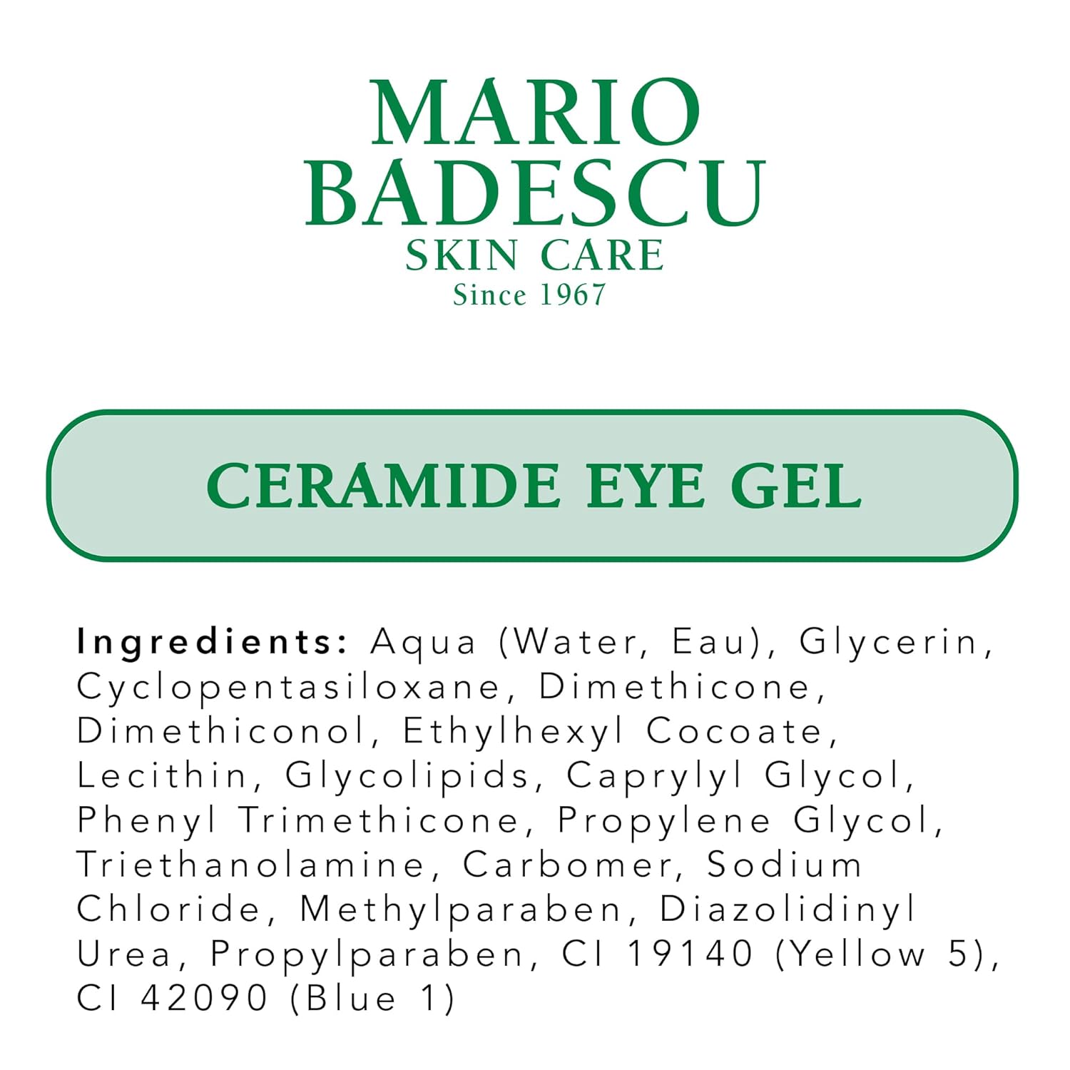 Mario Badescu Ceramide Eye Gel for All Skin Types | Oil Free Eye Gel that Tightens and Smoothes | Formulated with Ceramides & Glycerin, 0.5 Ounce : Beauty & Personal Care